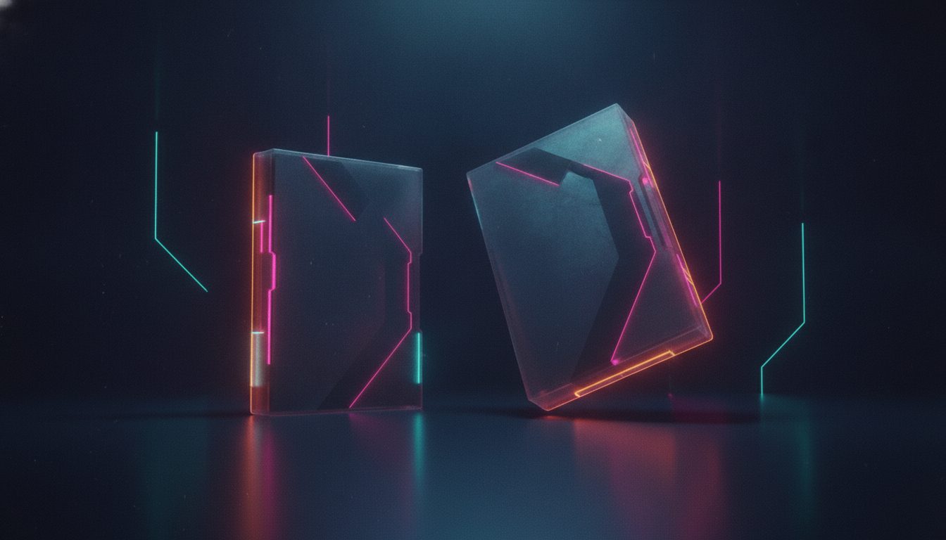 Editorial illustration: Two identical game cases side by side