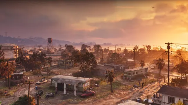 Official GTA VI screenshot of Port Gellhorn at sunset